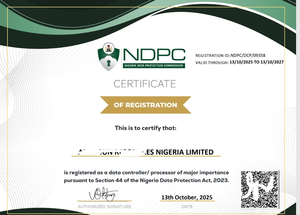 NDPC Certificate